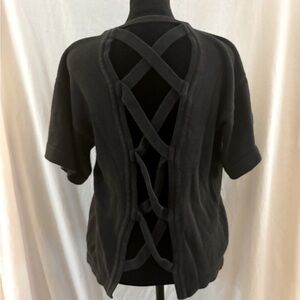Black Crisscross Back Women Top